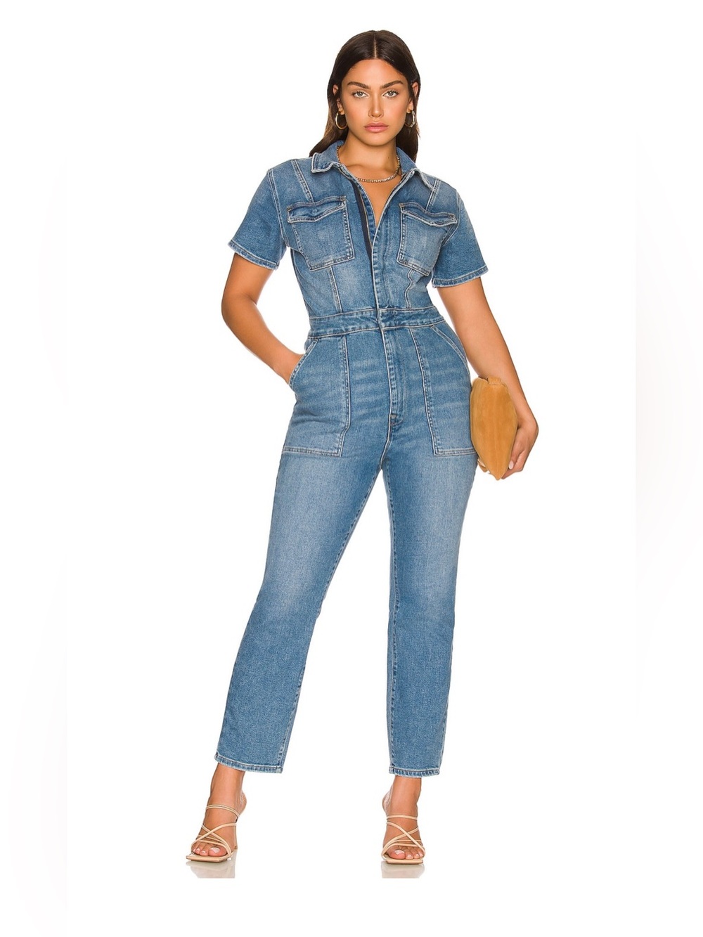 Good American fit for success jumpsuit in denim